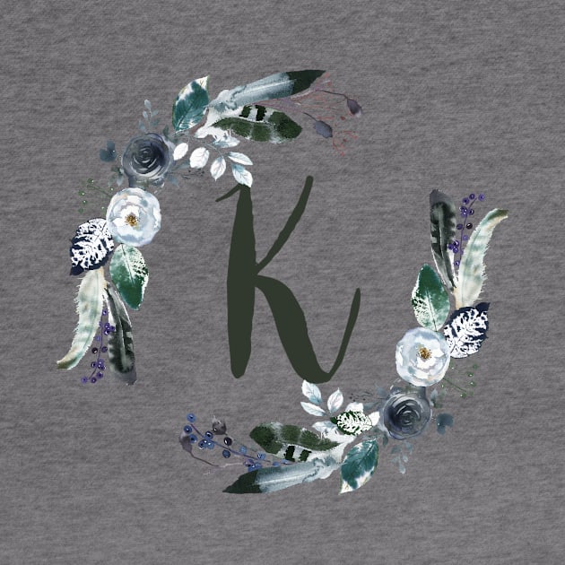 Floral Monogram K Dark Bohemian Flora by floralmonogram